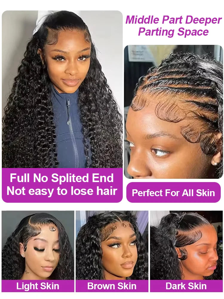 300% High Density Loose Deep Wave 40 46 50 Inch 13x6 13x4 HD Lace Frontal Human Hair Wig Brazilian 360 Full Curly Wigs For Women