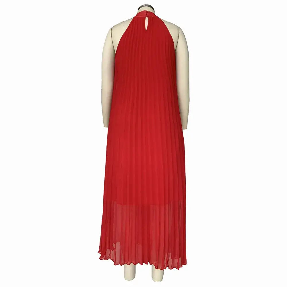Wmstar Damen Übergröße Langarmkleid Ärmellos Bandage Neckholder Hohl Gesplitzt A-Linie Maxikleider Outfits Großhandel Dropshipping