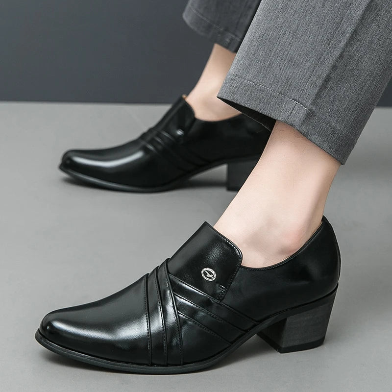 High-End Marke Herren Business Schnürschuhe Leder Erhöhte Höhe Britische Schuhe Herren Spitz zulaufende Zehe Schuhe Hochzeit Stiefel Größe:37-46