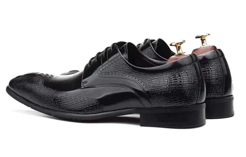 Herrenschuhe aus Krokoleder, modische Spitzenschuhe, Schnürschuhe, Lackleder, Business- und Freizeitschuhe