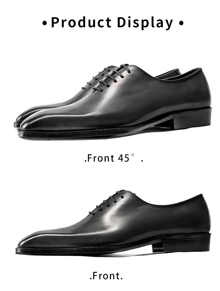 Luxuriöse Herren-Business-Schuhe aus echtem Leder, handgefertigte Whole Cut Oxfords, Schnürschuhe mit spitzer Zehe für Hochzeiten