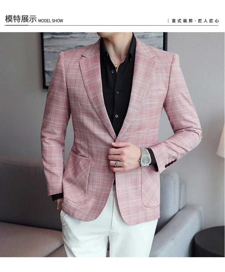 2024 New High-end Men's Two-button Suit Fashion Matching Handsome Casual Dating Slim Suit Single West Coat  Gucci Blazer Men