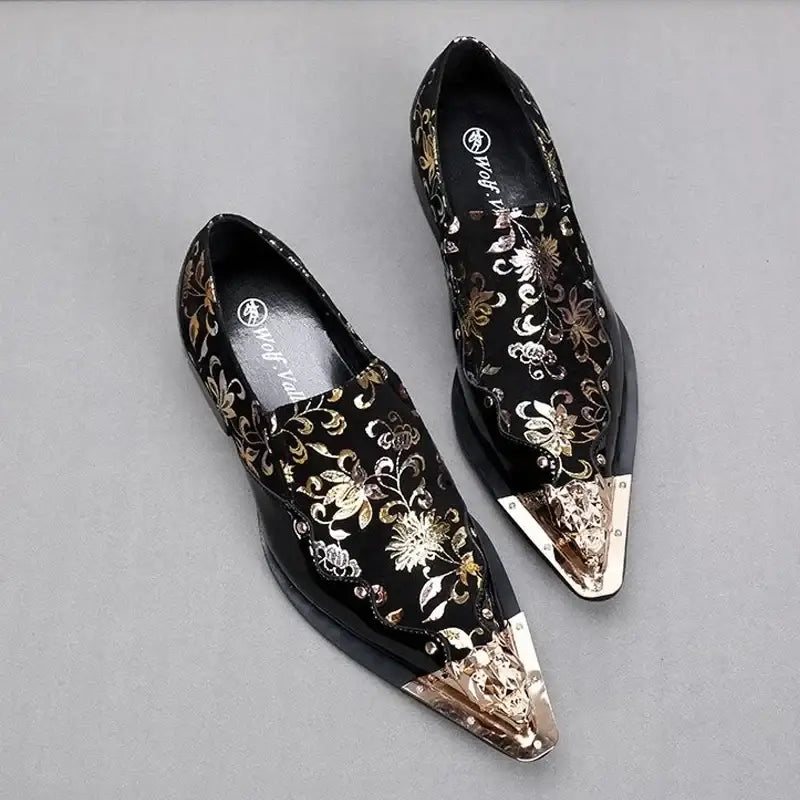 Neue echte Leder spitze Zehen Metallspitze Kristall handgemachte Herren Lederschuhe Mode Friseur große Schuhe 13
