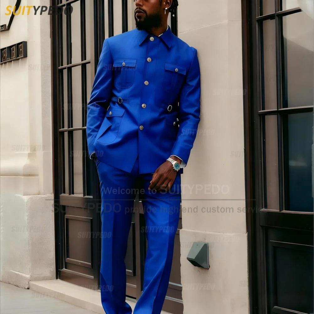 Fashion Men's Suits Slim Fit Blazer And Pants 2 Pieces  Elegant Tailor-made Latest Luxury Business Party Wedding Tuxedos for Men