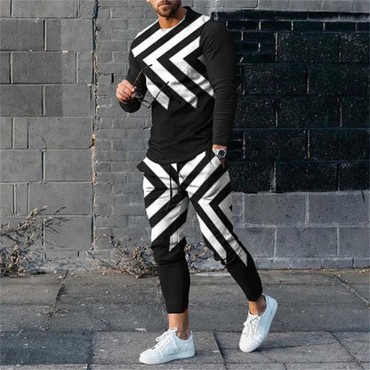 Autumn Tracksuit Long Sleeve T Shirtsweatpants Suit Men Streetwear Vintage Sweatshirt 3D Men Clothing 2 Piece Sets