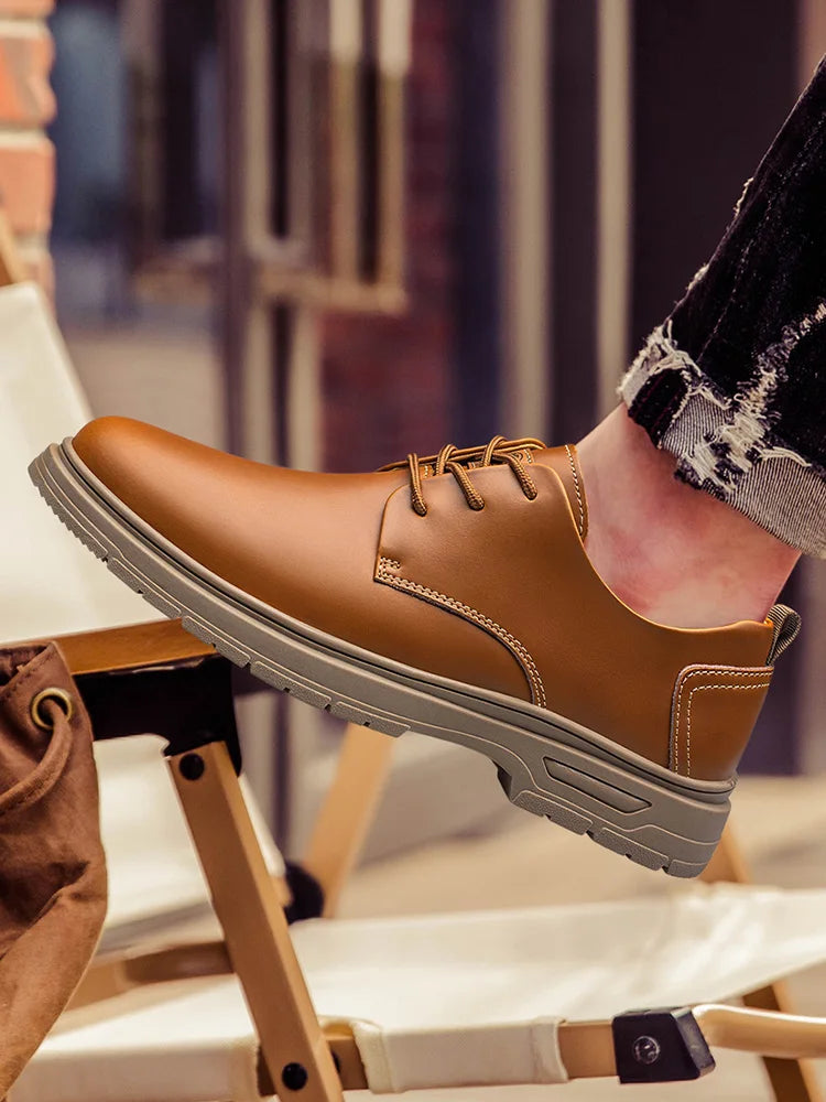 CLOHOO Handmade Men's Business Casual Shoes Comfortable Classic Lace-Up Work Shoes Fashionable Wedding Men's Footwear