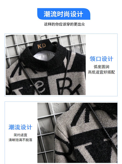 Men Knitted Sweater Stripe Pullovers Printing Round Neck Sweater  Autumn/Winter Designer Quality Casual Men Clothing Jumper