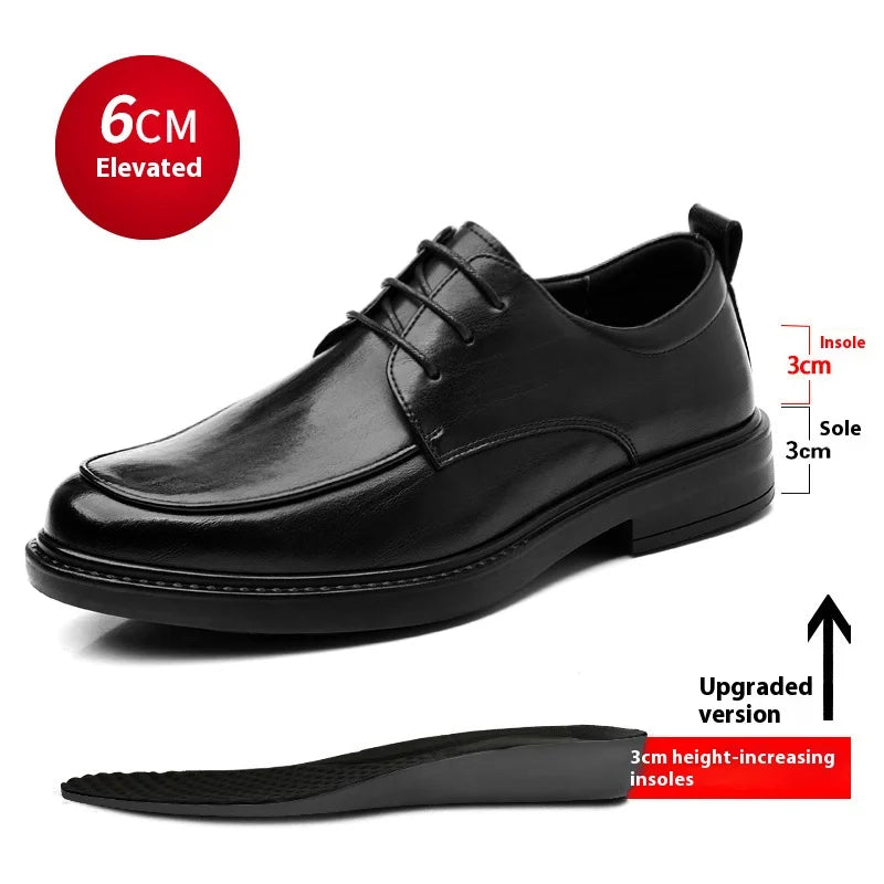 Men Plus Size Elevator Shoes 3/6/8CM Height Increase Formal Office Wedding Party Dress Heightened Shoes Casual Leather Oxfords
