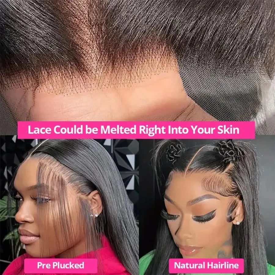 200% 13x4 13x6 HD Transparent Lace Frontal Wig Brazilian Pre Plucked With Baby Hair 5x5 Lace Closure Wig Bone Straight Hair