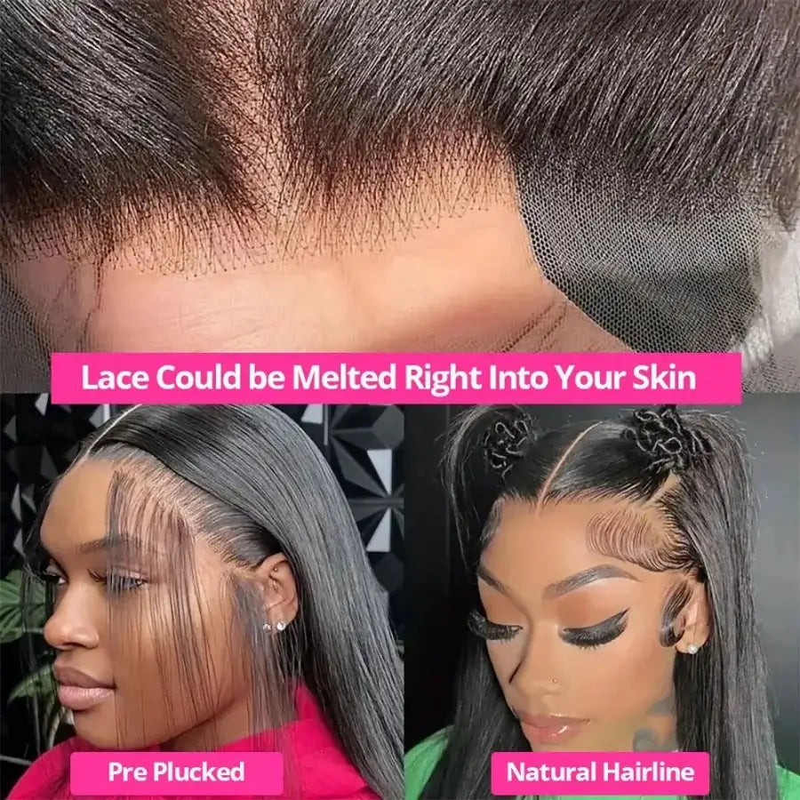 200% 13x4 13x6 HD Transparent Lace Frontal Wig Brazilian Pre Plucked With Baby Hair 5x5 Lace Closure Wig Bone Straight Hair in use.