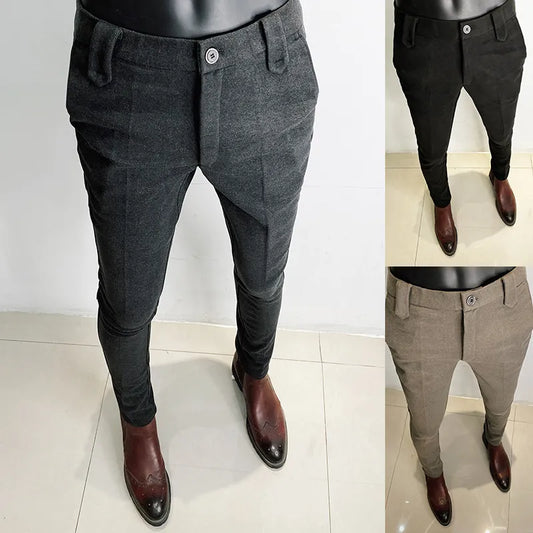 Hot sales Men Pants Slim Fit Men 2023Spring Casual Ankle Length Pants Streetwear Men High Quality Black Gray Dress Suit trousers