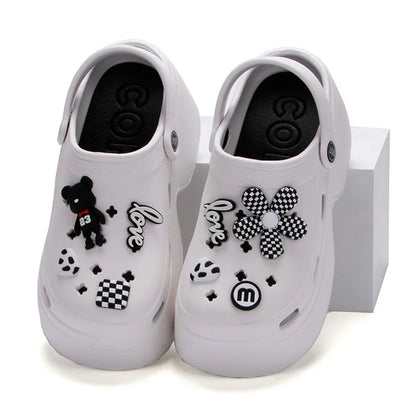 Women Chunky Platform Sandals  Summer Soft Thick Sole Diy Clogs Garden Shoes Woman Closed Toe Non-Slip Beach Slides Sandals