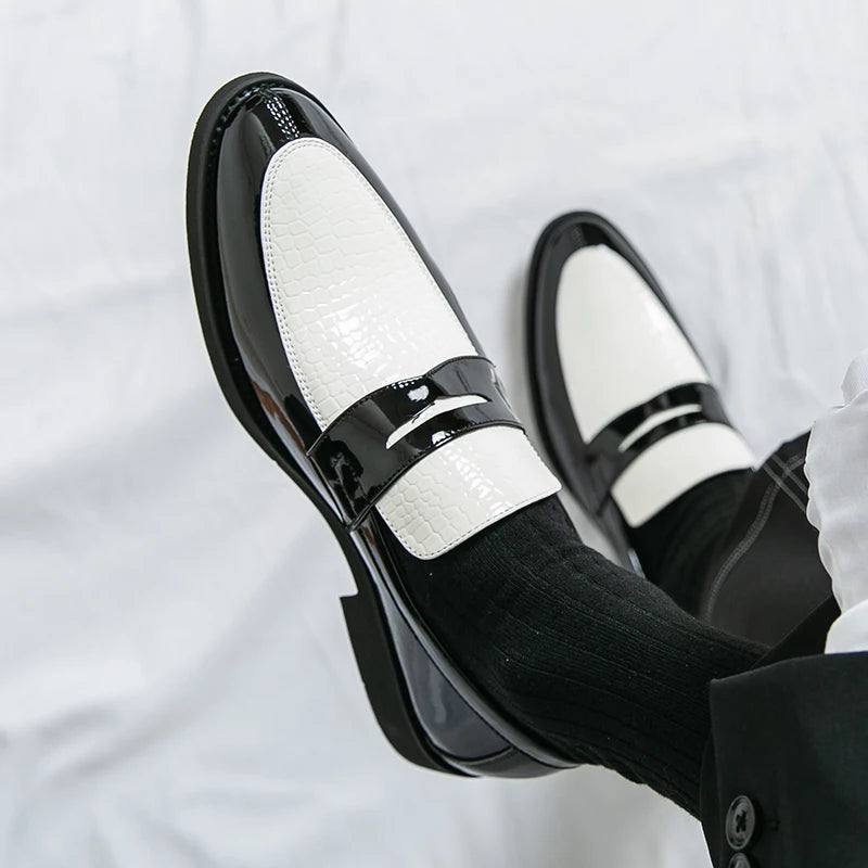 Slipper Schuhe Herren Color Blocked Business Freizeit Mode Rundkopf Formelle Hochzeitsschuhe