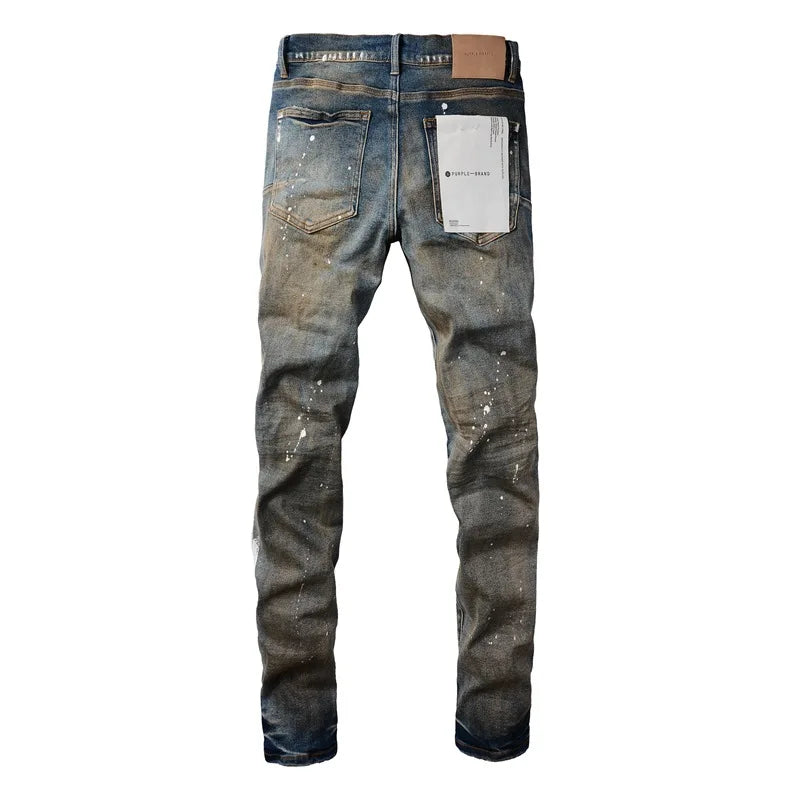 Purple Brand jeans with American distressed paint and distressed holes 2024 New Fashion Trend High quality Jeans