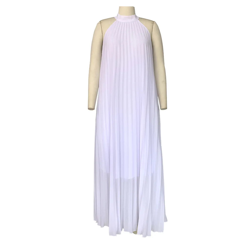 Wmstar Damen Übergröße Langarmkleid Ärmellos Bandage Neckholder Hohl Gesplitzt A-Linie Maxikleider Outfits Großhandel Dropshipping