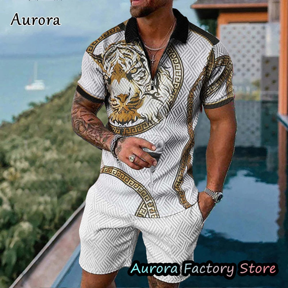 Luxury Men&#39;s Polo Set Summer Vintage Tracksuit Casual Stylish Outfit Male Polo Shirt Suit Hawaii Style Clothing New Streetwear