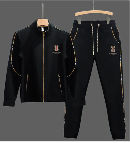 Men's Luxury Sports Suit Cardigan Zipper Sweatshirt Sweatpants Suit Autumn Winter Fashion Stand Up Collar Cotton Casual Clothing