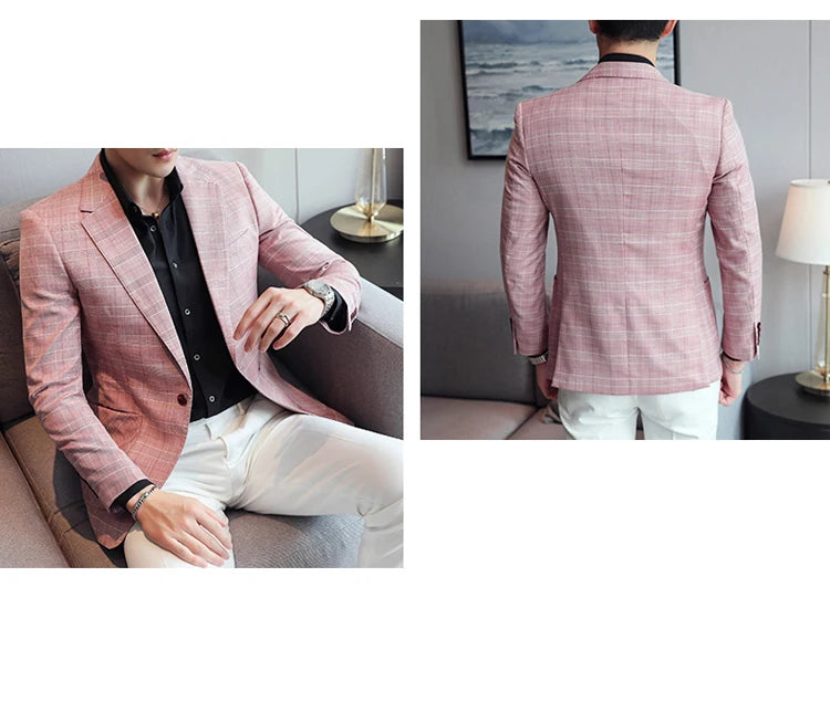 2024 New High-end Men's Two-button Suit Fashion Matching Handsome Casual Dating Slim Suit Single West Coat  Gucci Blazer Men