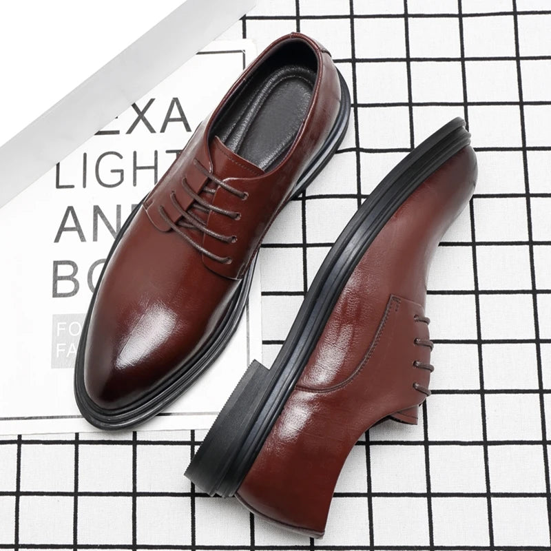 Elevator Shoes Men Dress Shoes 3/6/8 cm Men Formal Shoes Winter/Spring Classic Business Luxury Men Oxfords Footwear Suit Shoes