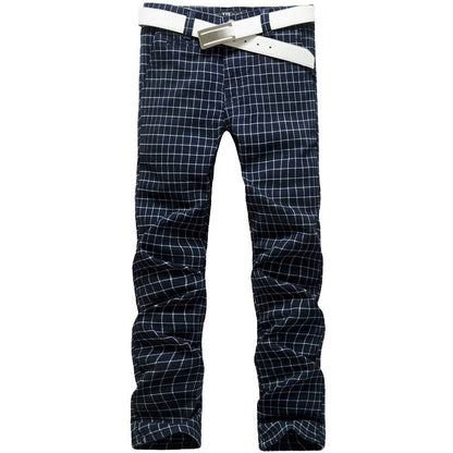 Business Formal Pants Cotton Casual Pants Men  New Classic Style Straight Loose High Waist Plaid Trousers Male Brand Clothes