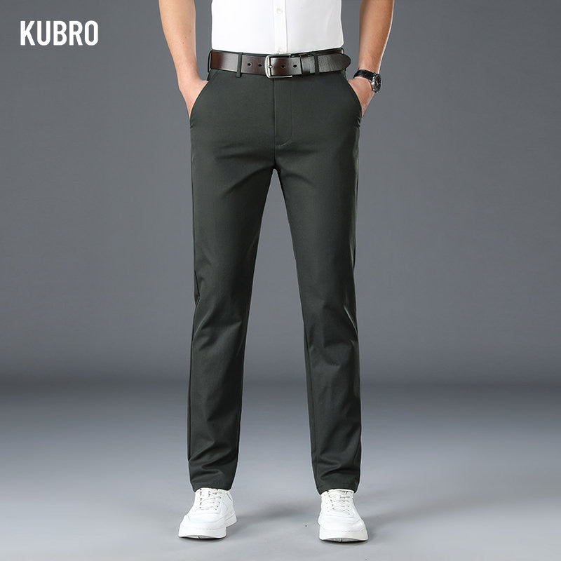 KUBRO New Men's Trendy All Match Casual Trousers Male  Loose Straight Business Fashion Formal Dress Suit Pants Plus Size 38 40