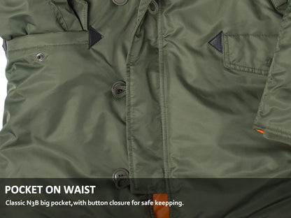 Winter N3B usaf waterproof puffer long coat military fur hood warm tactical bomber army thick us air force parka for men