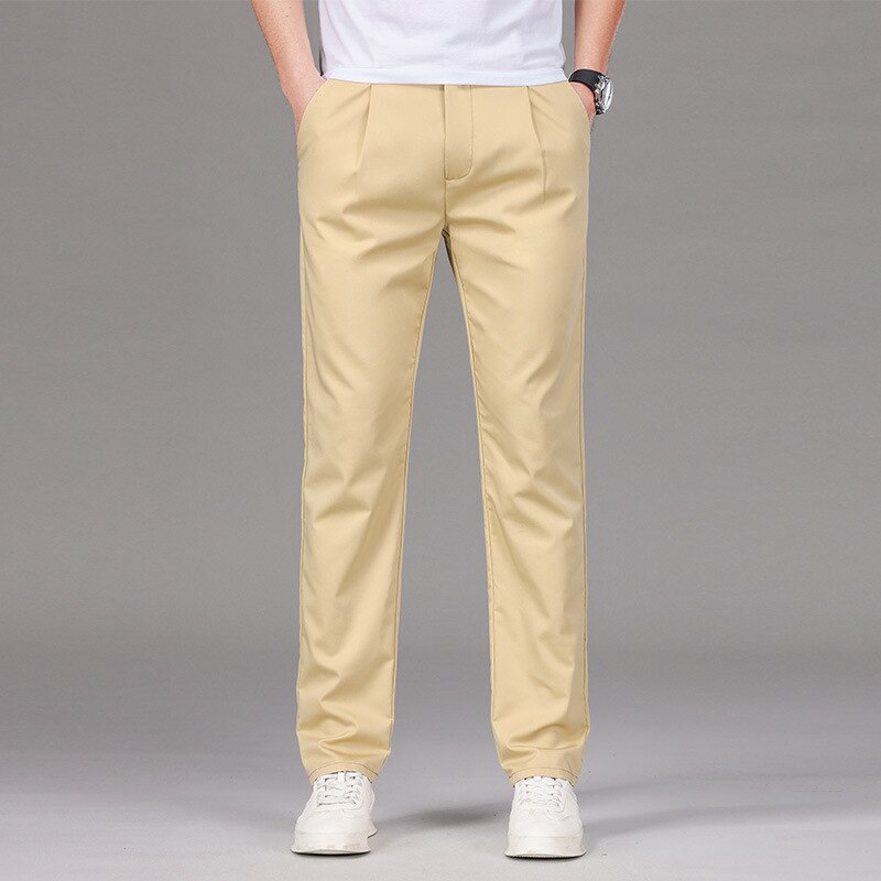 2023 Spring Summer New Men&#39;s Straight Thin Khaki Casual Pants Classic Style High Quality Modal Cotton Business Trousers Male