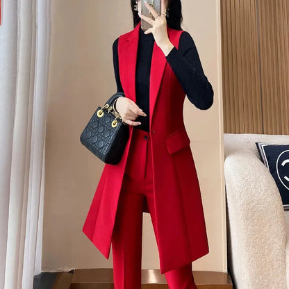 New High-end Female Professional Suit Fashion Elegant Lady Sleeveless Vests Spring Autumn Women's Blazer Vest