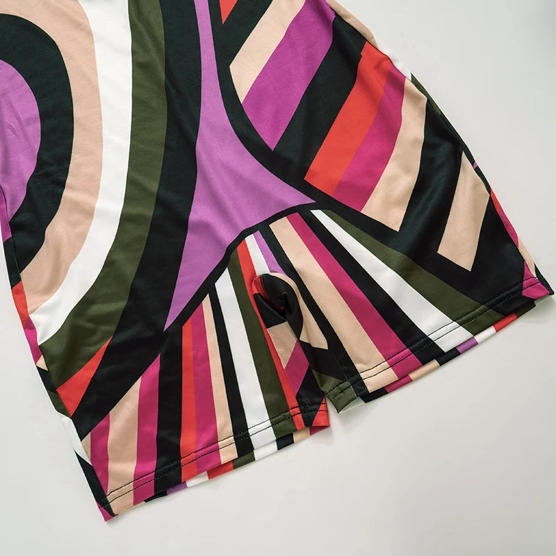 CUTENOVA Colorful Striped Print Playsuits Women Sexy Off Shoulder Short Sleeve Slim One Piece Overalls 2024 Summer Y2K Streetwea