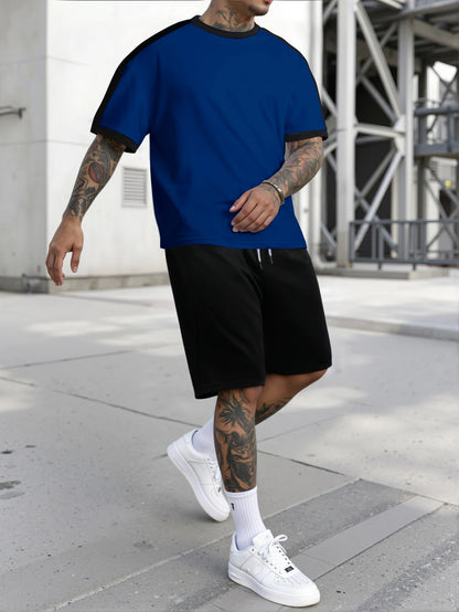 New Harajuku T-Shirt Men's Summer Loose Daily Couple Suit Outdoor Street Short Sleeve Shorts Two Piece Men Summer Suit