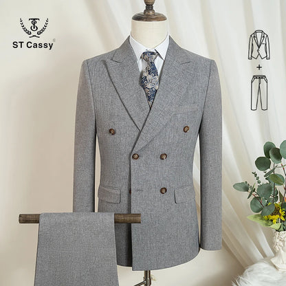 ST Cassy Elegant Man Suit 2 piece set Modern Wedding Party outfit Suits for Men Stylish Business office suit banquet attire