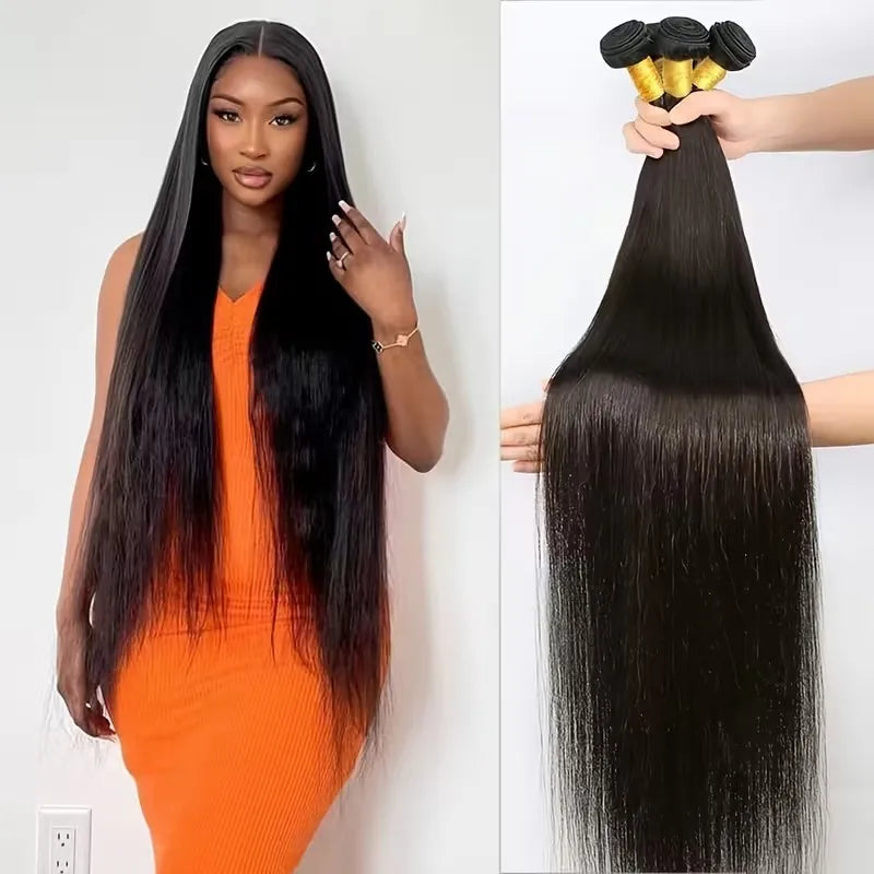 1/3/4 Pcs Bundles 24 26 28 30 Inch Bone Straight Human Hair Bundle Raw Virgin Unprocessed Human Hair Extensions Double Weft