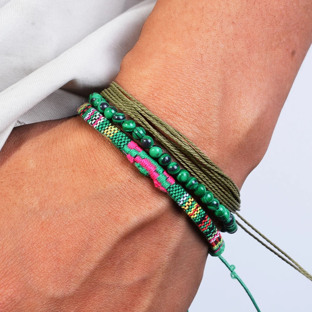 3pcs Bohemian Adjustable Hand Woven Bracelet Colorful Summer Bracelet Beach Bracelet Bohemian Jewelry