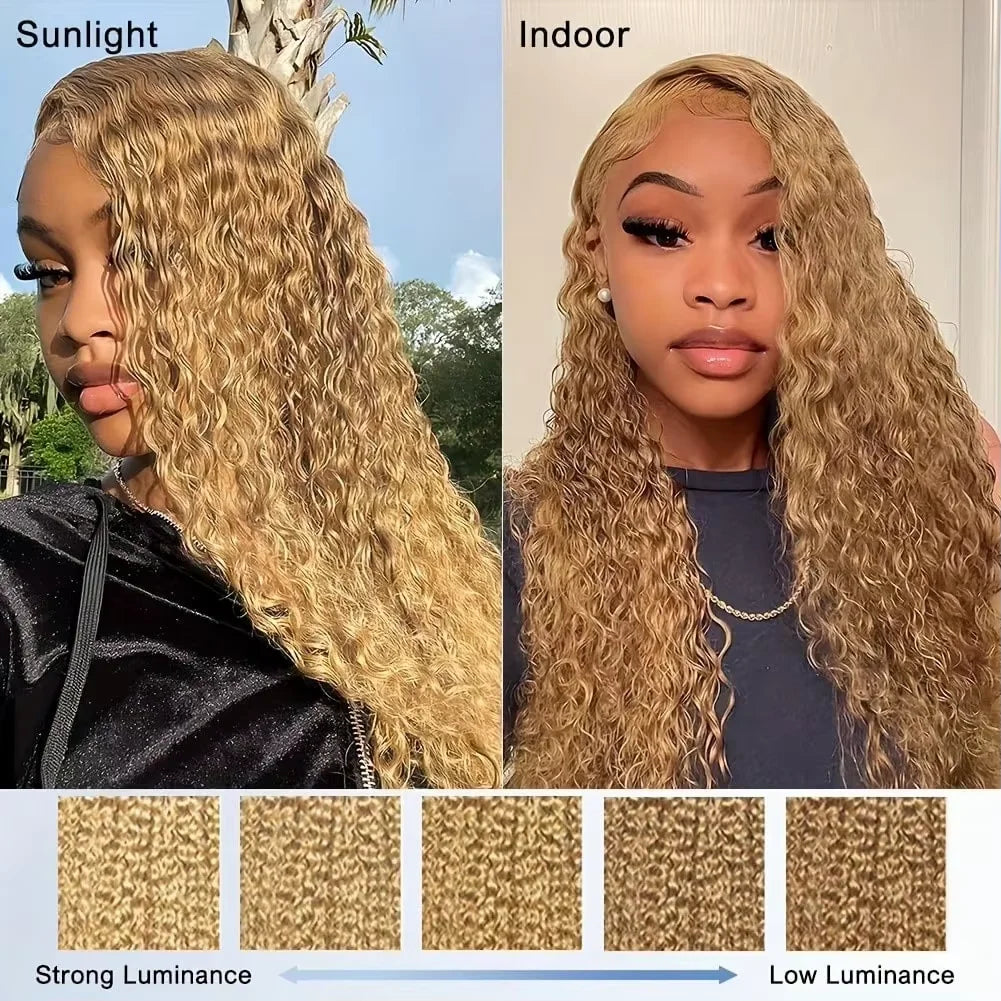 Brazilian Deep Wave 32 inch Honey Blonde 13x6 HD Lace Front Human Hair Wigs Pre Pluck 13x4 Glueless Curly Lace Frontal Wig Water