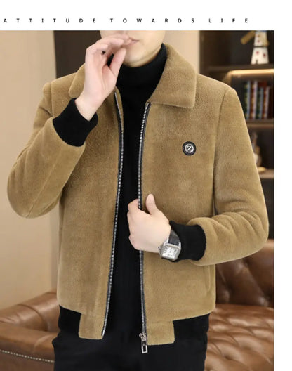 Winter Faux Fur Jacket for Men Thick Warm Fur Integrated Jacket High-quality Casual Business Windbreaker coats men clothing