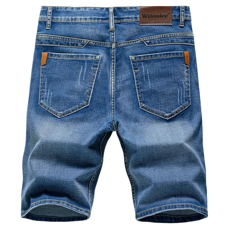 2025 Summer New Men's Denim Shorts Classic Black Blue Thin Section Fashion Slim Business Casual Jeans Shorts Male Brand