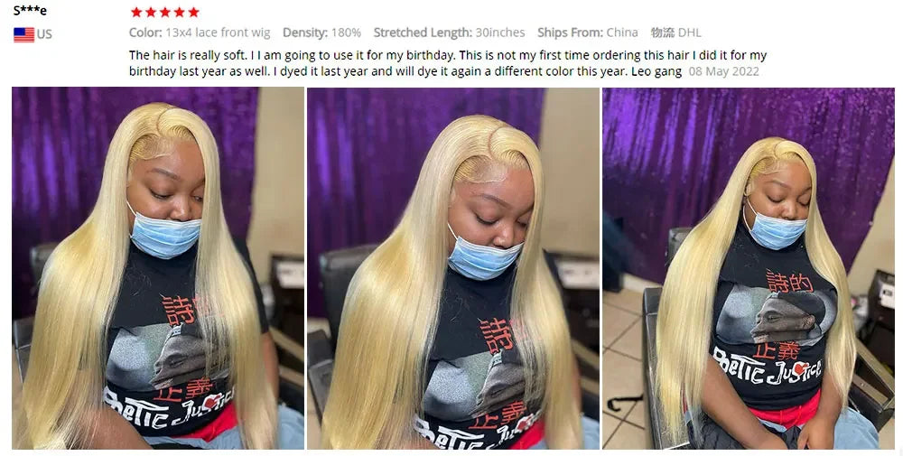 613 Colored Straight Human Hair 13x4 HD Blonde Lace Front Wigs 200 Density 13x6 Transparent Full Lace Frontal Wigs 44 46 Inches