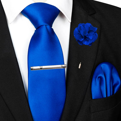 Mens Colors Solid Tie and Lapel Pin Necktie Pocket Square and Tie Clip Sets for Business Casual 4PCS