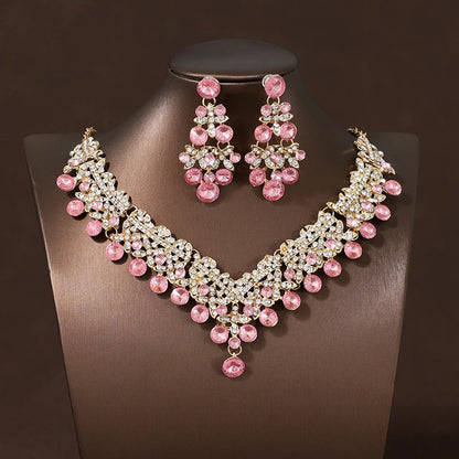 Itacazzo Bride Accessories Exquisite Necklace Earrings Three Piece Set&Suitable for Women's Wedding, Birthday, Party Matching