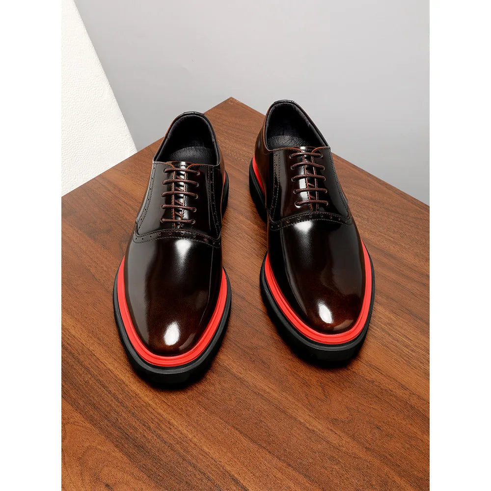 Echte Vollnarbenleder Herren Business-Schuhe Polierter britischer Stil Business Casual Oxford-Schuhe Mode Color-Block Spitz zulaufend