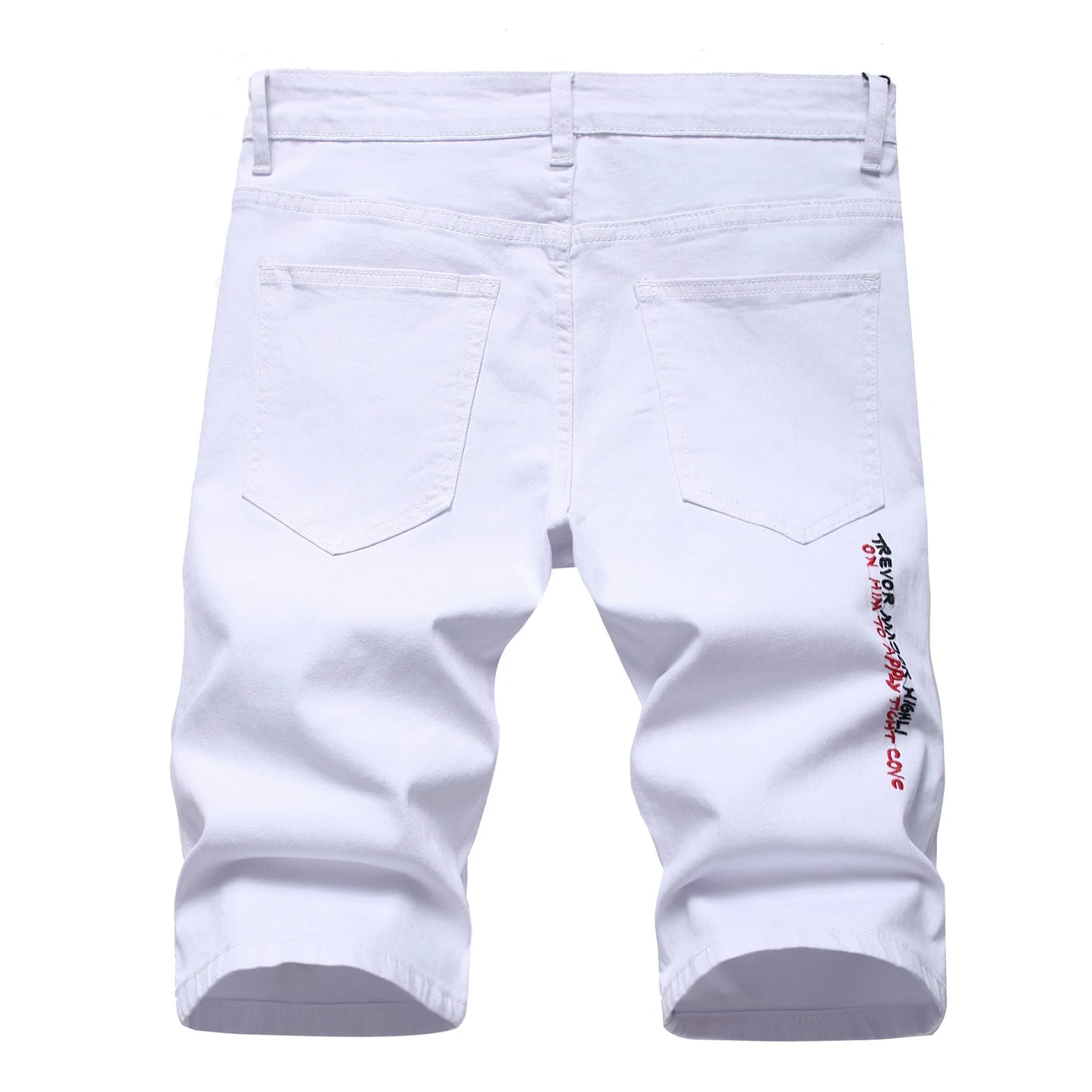 Herren Sommer Weiße Ripped Denim Shorts Male Löcher Kurze Jeans Neue Mode Streetwear Stretch Jeans Shorts Hosen Gerader Schnitt Jeans