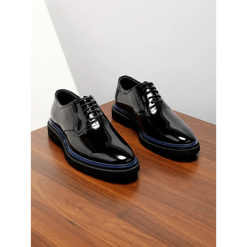 Echte Vollnarbenleder Herren Business-Schuhe Polierter britischer Stil Business Casual Oxford-Schuhe Mode Color-Block Spitz zulaufend