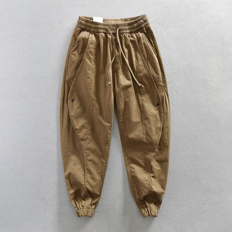 2023 Spring Summer New 100% Cotton Casual Cargo Pants for Men Solid Color Big Pocket Trousers Men Clothing Oversize AZ620