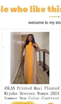 ANLAN Miyake Pleated Stripe Dress Fashion Relaxed Party Temperament Maxi Long Dresses 2024 Summer New Elegant Women's Clothing