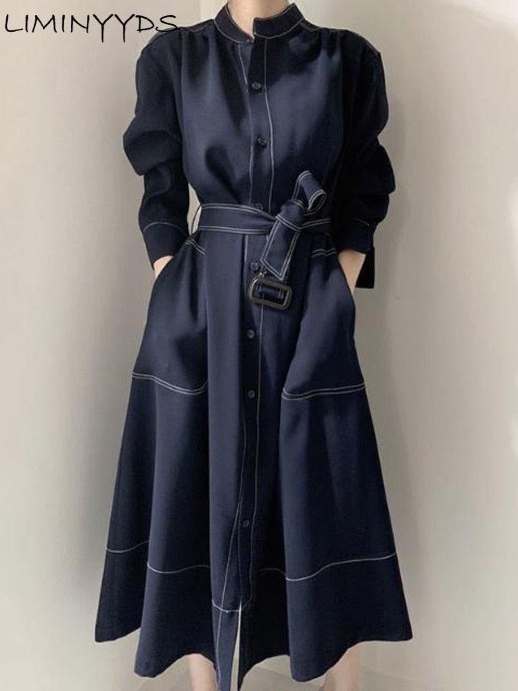 2023 Spring And Autumn New Korean Dress Female Fashion Temperament Loose Thin Medium And Long Windbreaker Coat Fashion Vestido