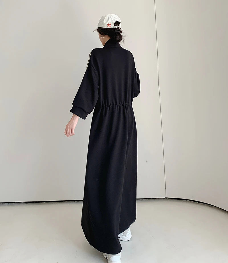 NYFS 2024 Autumn New Korea Woman Dress Vestidos Robe Elbise Loose Plus Size Letter Print Long Sleeve Long Dress