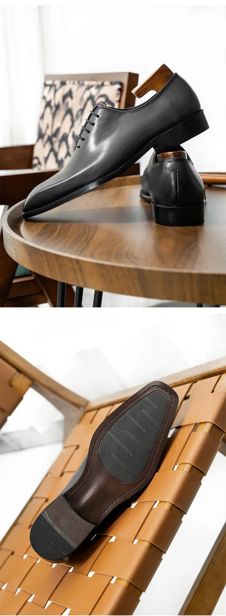 Luxuriöse Herren-Business-Schuhe aus echtem Leder, handgefertigte Whole Cut Oxfords, Schnürschuhe mit spitzer Zehe für Hochzeiten
