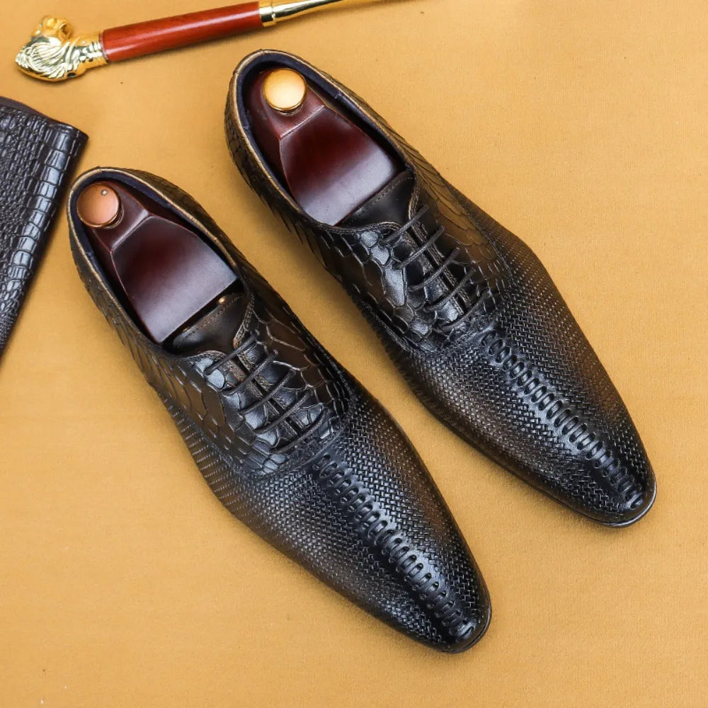 Men's Real Cow Leather Wholecut Oxfords Pointed Toe Classic Dress Shoes Brand Soft Handmade Office Business Formal Shoes for Men