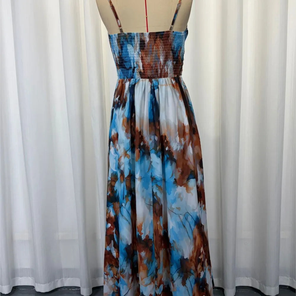 2026 New Dresses For Woman Fashion Strap Beach Long Dress Elegant Printed Sexy Backless Vestido Temperament Fashion Simple Style