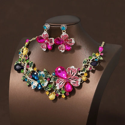 Itacazzo Bride Accessories Exquisite Necklace Earrings Three Piece Set&Suitable for Women's Wedding, Birthday, Party Matching
